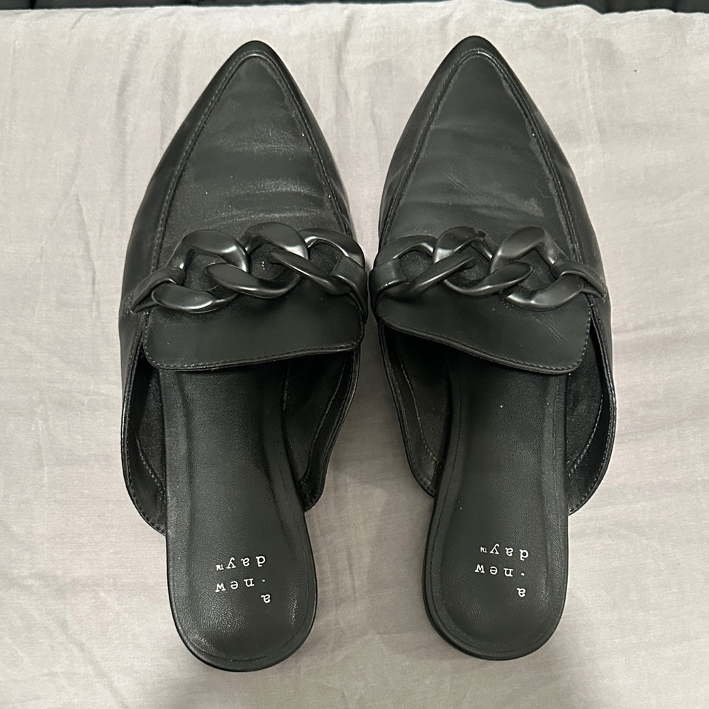 a new day Black Chain Accent Mules